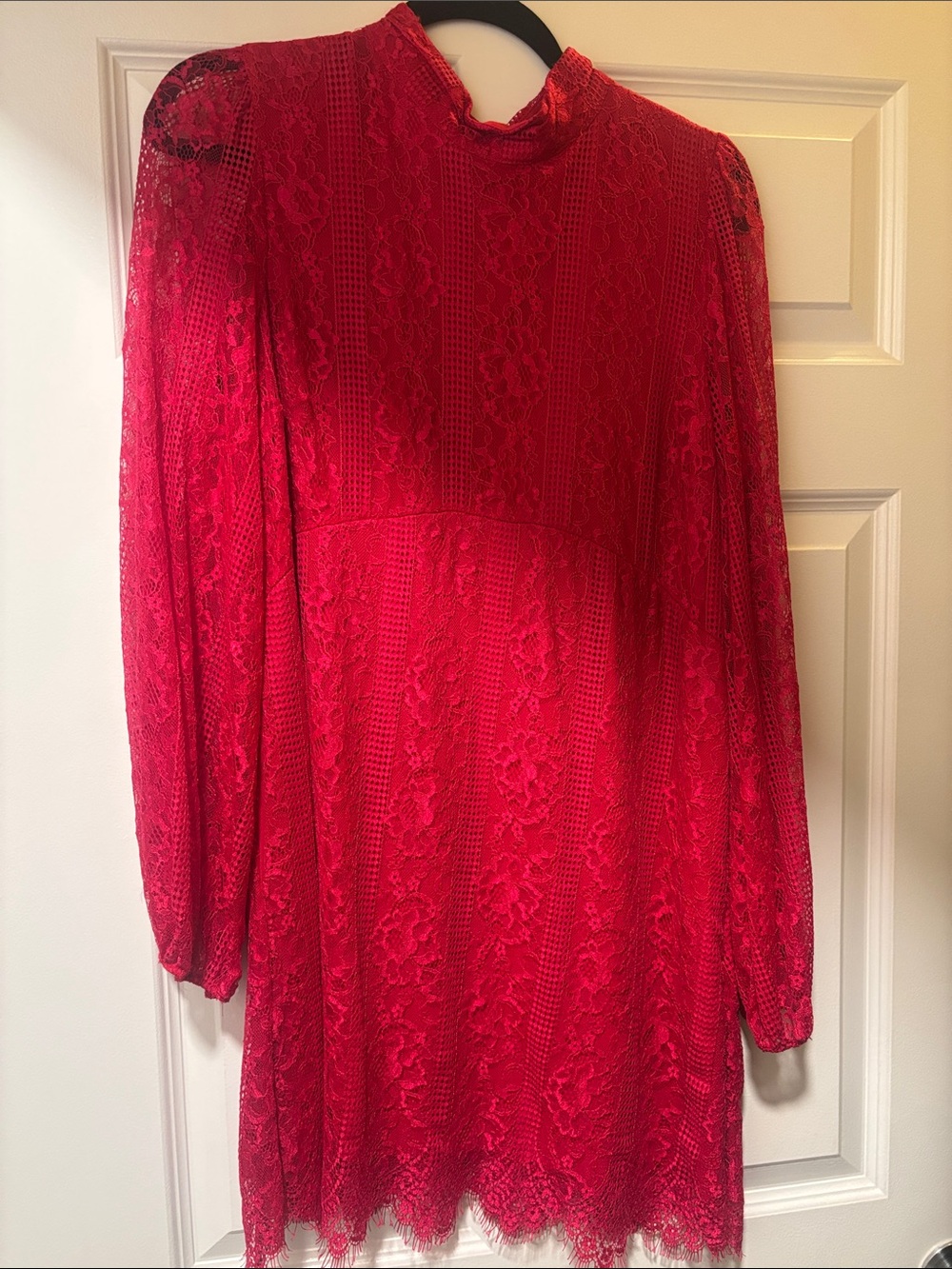 Maeve Red Lace Long-Sleeve Mini Dress
